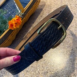 Tony Lama Black Leather Belt with Hidden Money Zipper 32 1343L Brass? Buckle USA